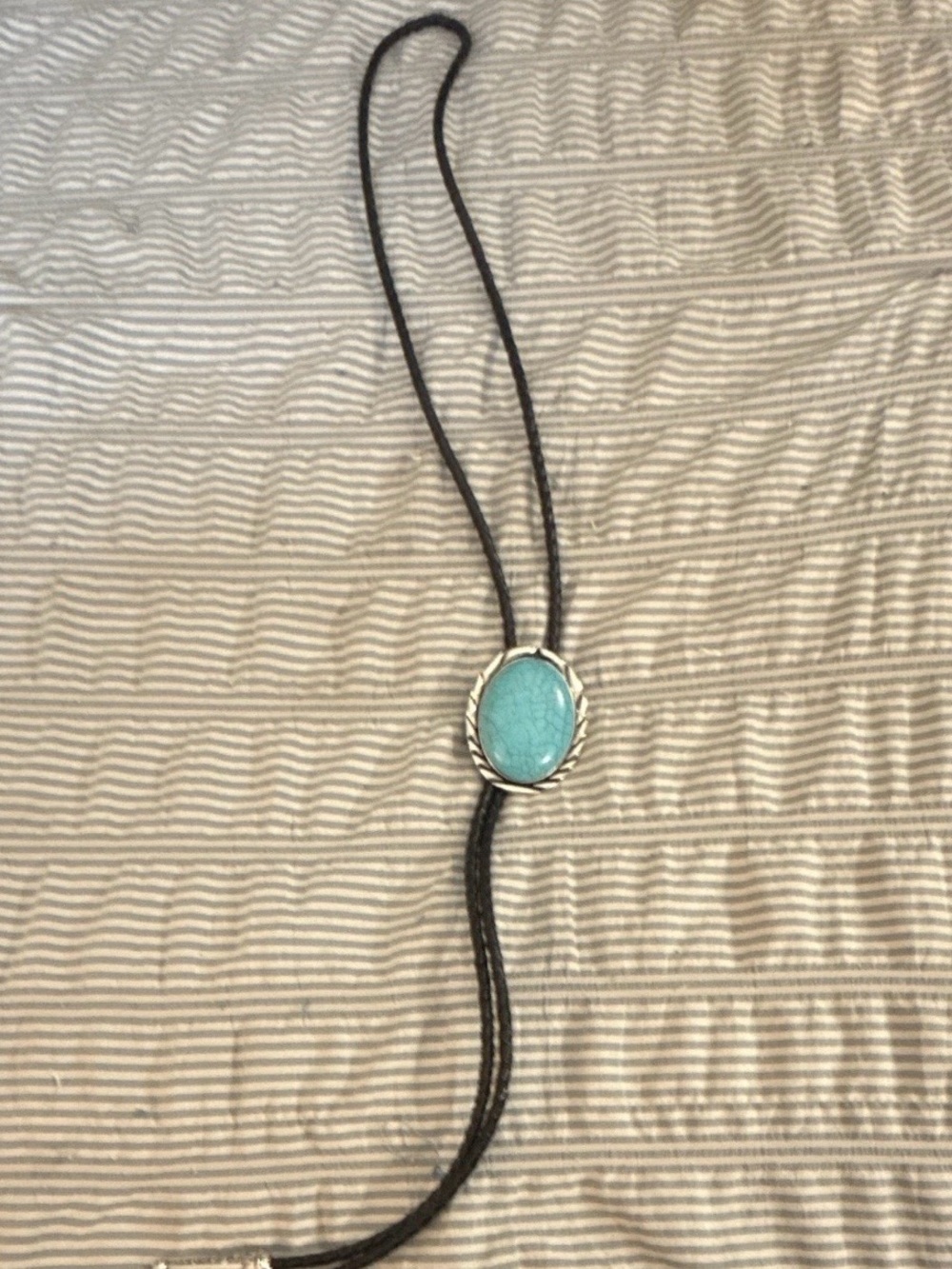 Turquoise Oval Bolo Necklace with Black Cord